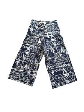 Joie Women's Palazzo Pants Sz M Navy Blue Wide Leg Tassel Tie Nautical Beachy